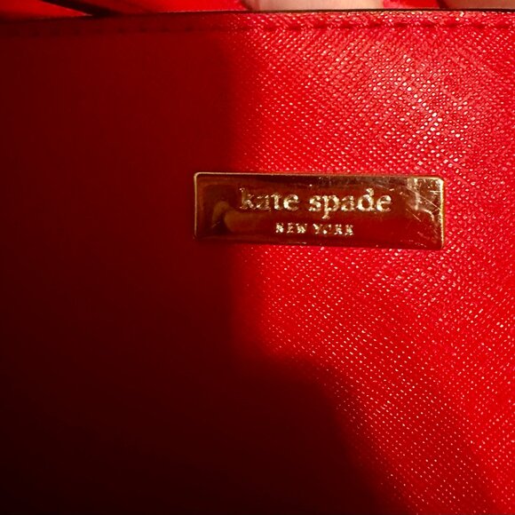 Kate Spade red orange leather travel shoulder tote - Picture 2 of 5